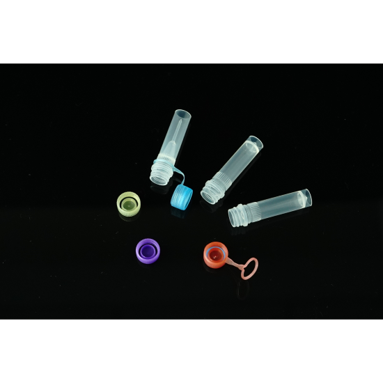 1.5 mL Conical Vials, Natural Color Caps, External Thread, with Sealing Ring, Sterile, 50/pk, 500/box, 2000/cs