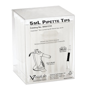 5mL Pipette Tips, Filtered, Ovation, Graduated, RNase/DNase Free & Non-Pyrogenic Certified, Boxed, Sterile