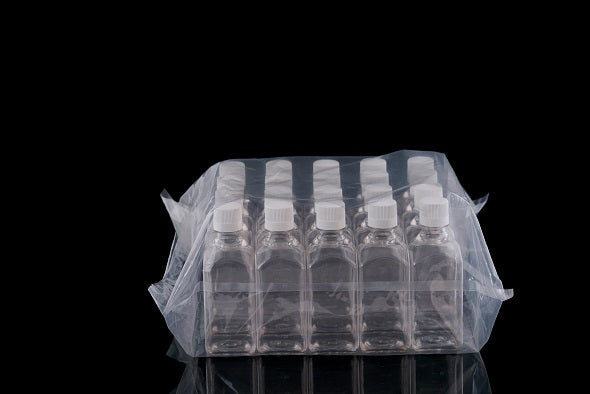 500 mL PET Square Media Bottles, Square Shoulder Style, Tray-Packed, Sterile, 20/pk, 80/cs