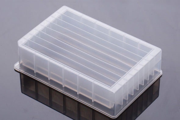 Reservoir microplates without caps, single well, 8 channel troughs, medium profile 44.5mm height, 290ml, non-Sterile, 10/pk, 50/cs