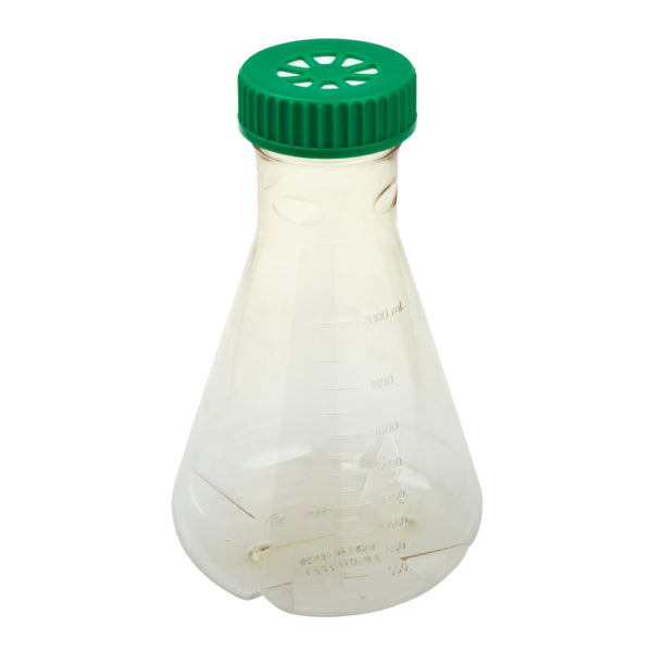 2L Erlenmeyer Flask, Vent Cap, Baffled Bottom, Sterile