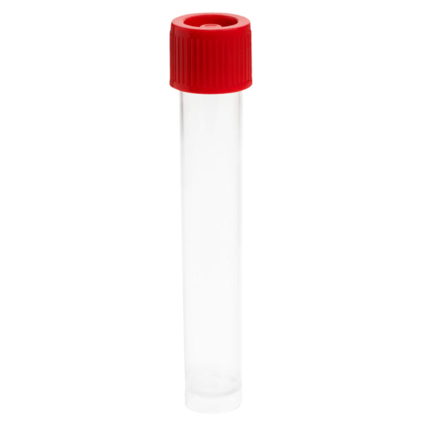 12mL Transport Tube, Red Cap - Bag, Sterile (Caps and Tubes Packed Separately)