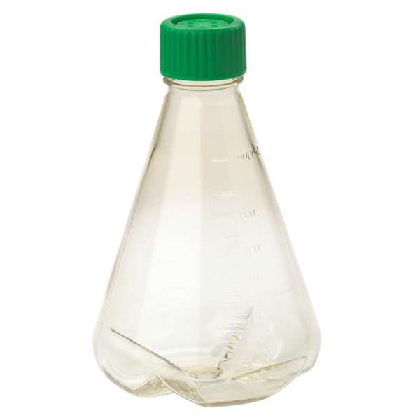 1000mL Erlenmeyer Flask, Vent Cap, Baffled Bottom, PC, Sterile