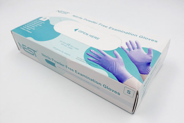 NEST Nitrile Examination Gloves Powder Free, Better Tensile Strength, S, 100/pk, 1000/cs Cat.No.：902011