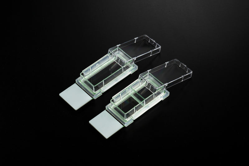 Nest Cell Culture Chamber Slides, 2 well w/glass slide, Black, 4.55 cm2, 1.2-2.5ml, 6/pk, 12/cs