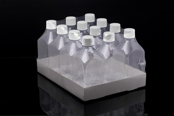 250mL PETG Square Media Bottles, Tray-Packed, Sterile, 30/pk, 60/cs