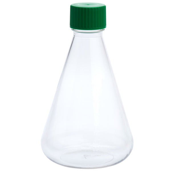 1000mL Erlenmeyer Flask, Solid Cap, Plain Bottom, PETG, Sterile