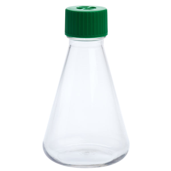 250mL Erlenmeyer Flask, Vent Cap, Plain Bottom, PETG, Sterile