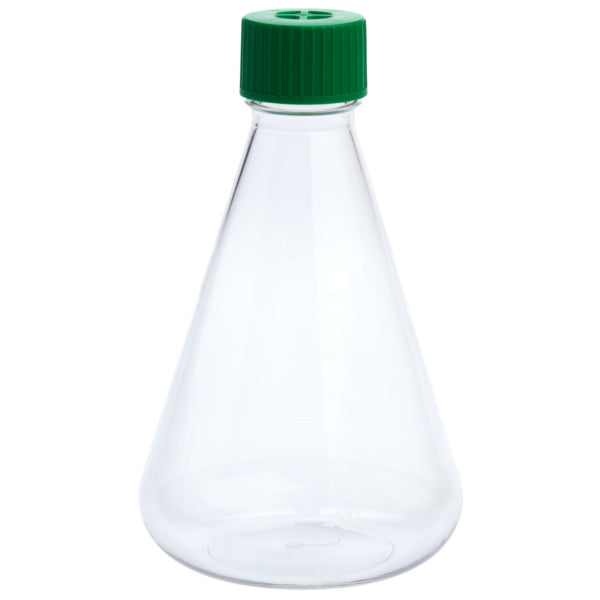 1000mL Erlenmeyer Flask, Vent Cap, Plain Bottom, PETG, Sterile