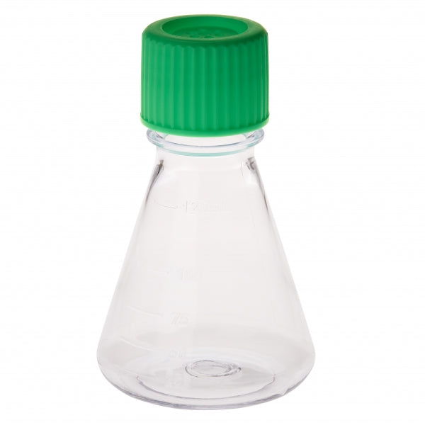 125mL Erlenmeyer Flask, Vent Cap, Plain Bottom, PC, Sterile