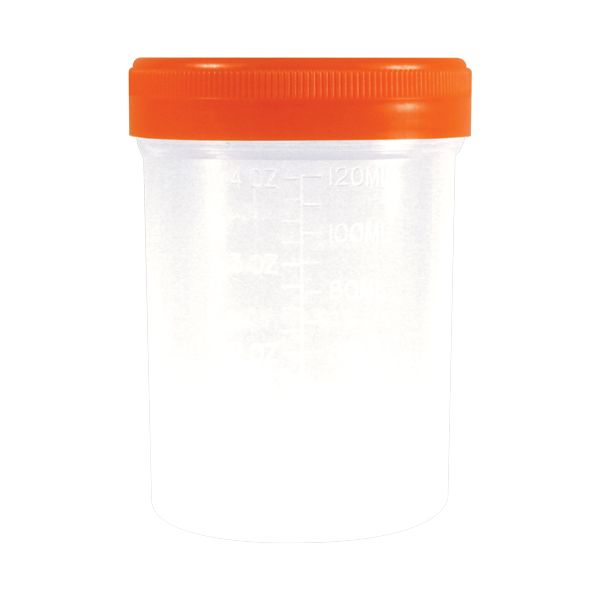 Tanner Scientific® Specimen Cups, 4oz, Orange Lid, Non-Sterile (400/Case)